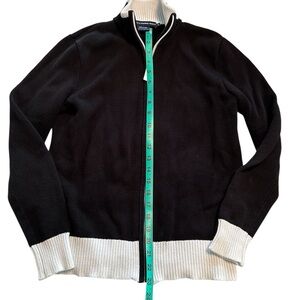 Ralph Lauren Black Zip-Up Sweater with White Trim